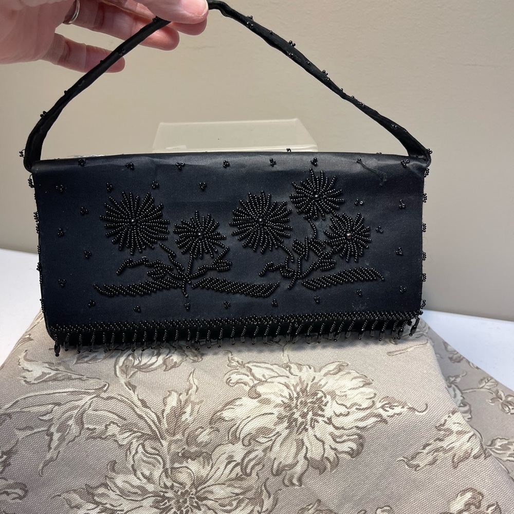 Elegant Black Beaded Clutch